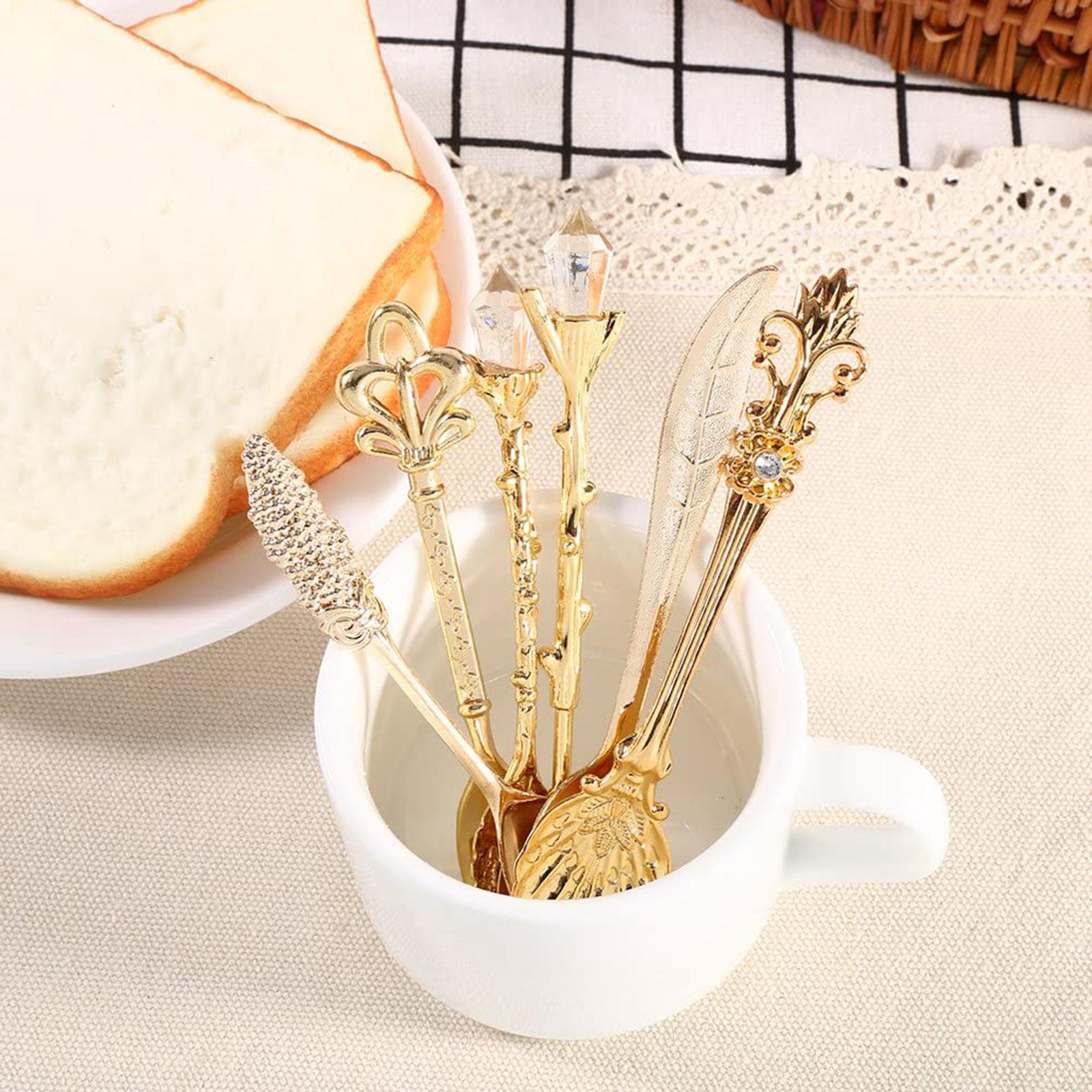 Spoon and Fork Set Spoon Decorative Dessert Spoons Coffee Spoons Golden