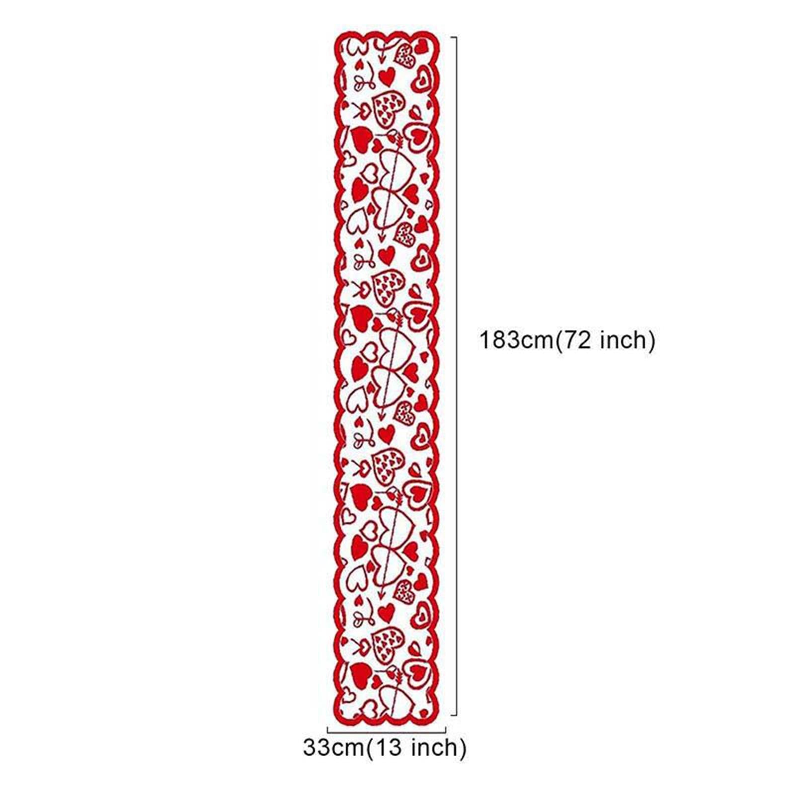 Love Table Runner Red Heart Print Decoration Table Placemat Table Runner