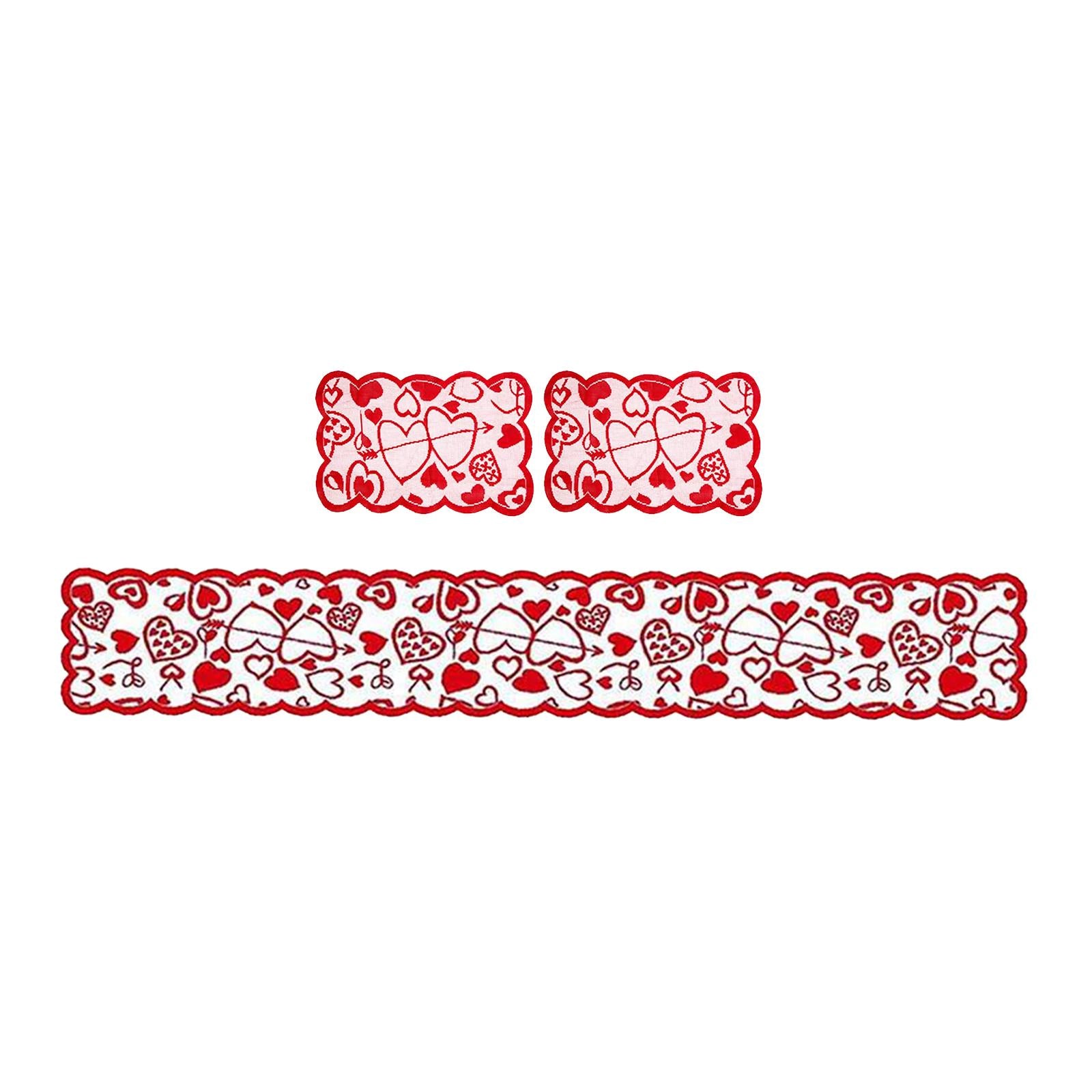 Love Table Runner Red Heart Print Decoration Table Placemat Table Runner