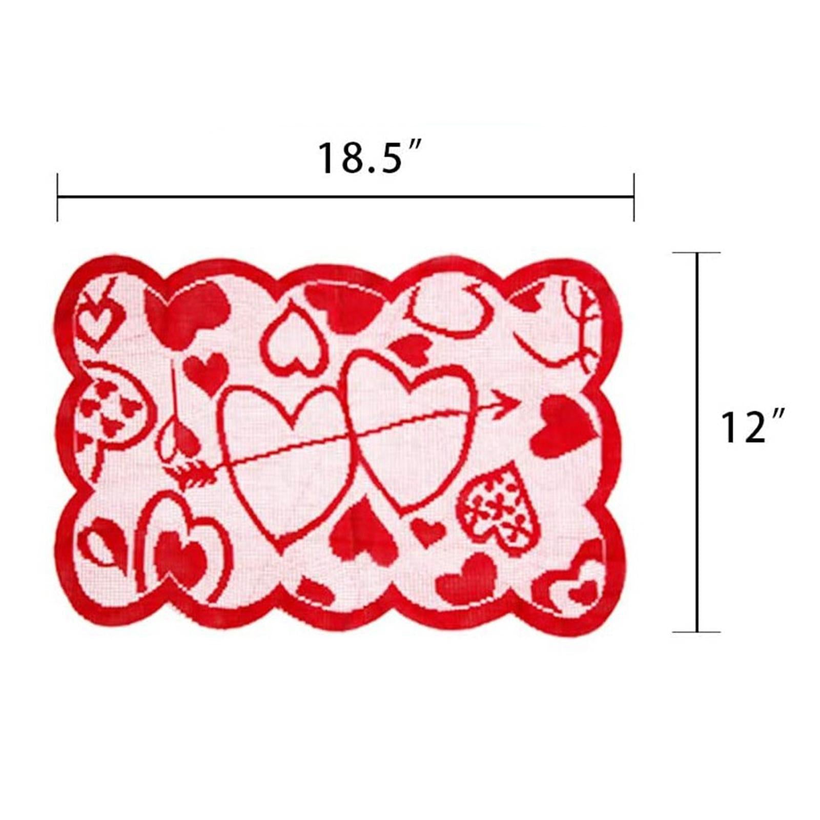 Love Table Runner Red Heart Print Decoration Table Placemat Placemats