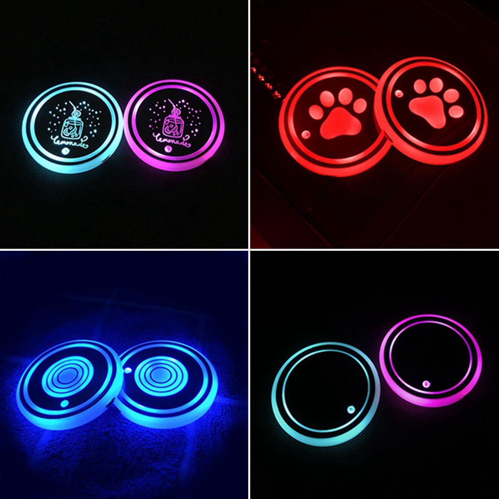 2Pcs Car Logo LED Cup Pad Holder Light USB Charging Mat Luminescent Cup Pads Style 01