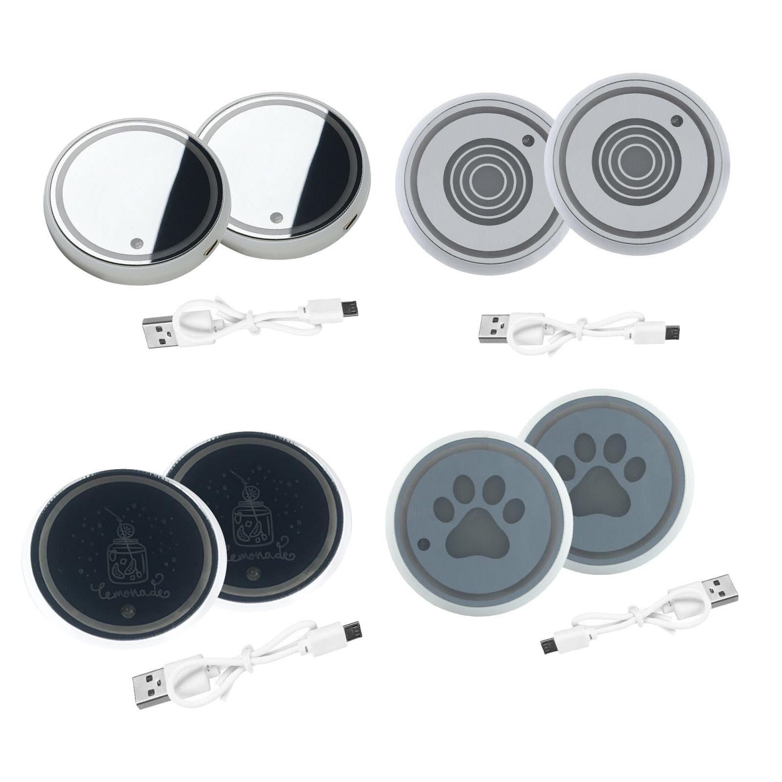 2Pcs Car Logo LED Cup Pad Holder Light USB Charging Mat Luminescent Cup Pads Style 01