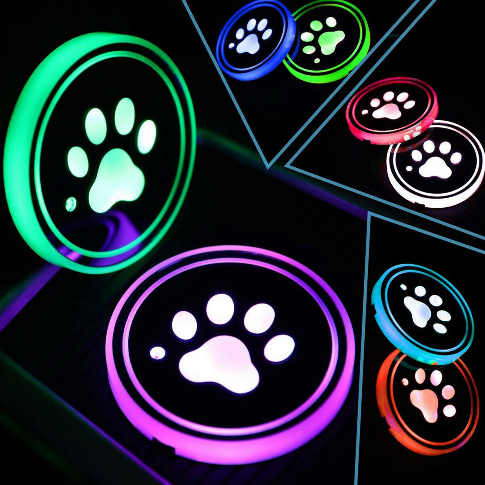 2Pcs Car Logo LED Cup Pad Holder Light USB Charging Mat Luminescent Cup Pads Style 03