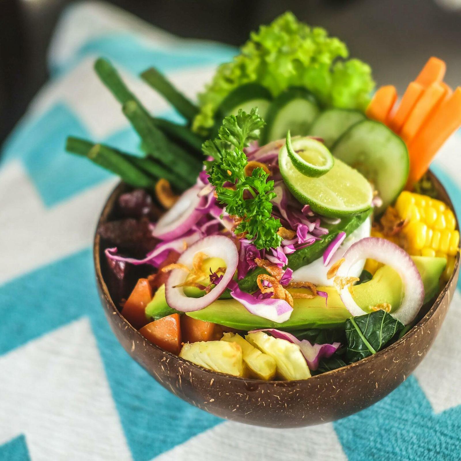 Handmade Coconut Bowls Creative for Salad Noodle Rice Vegans Serving Cereal