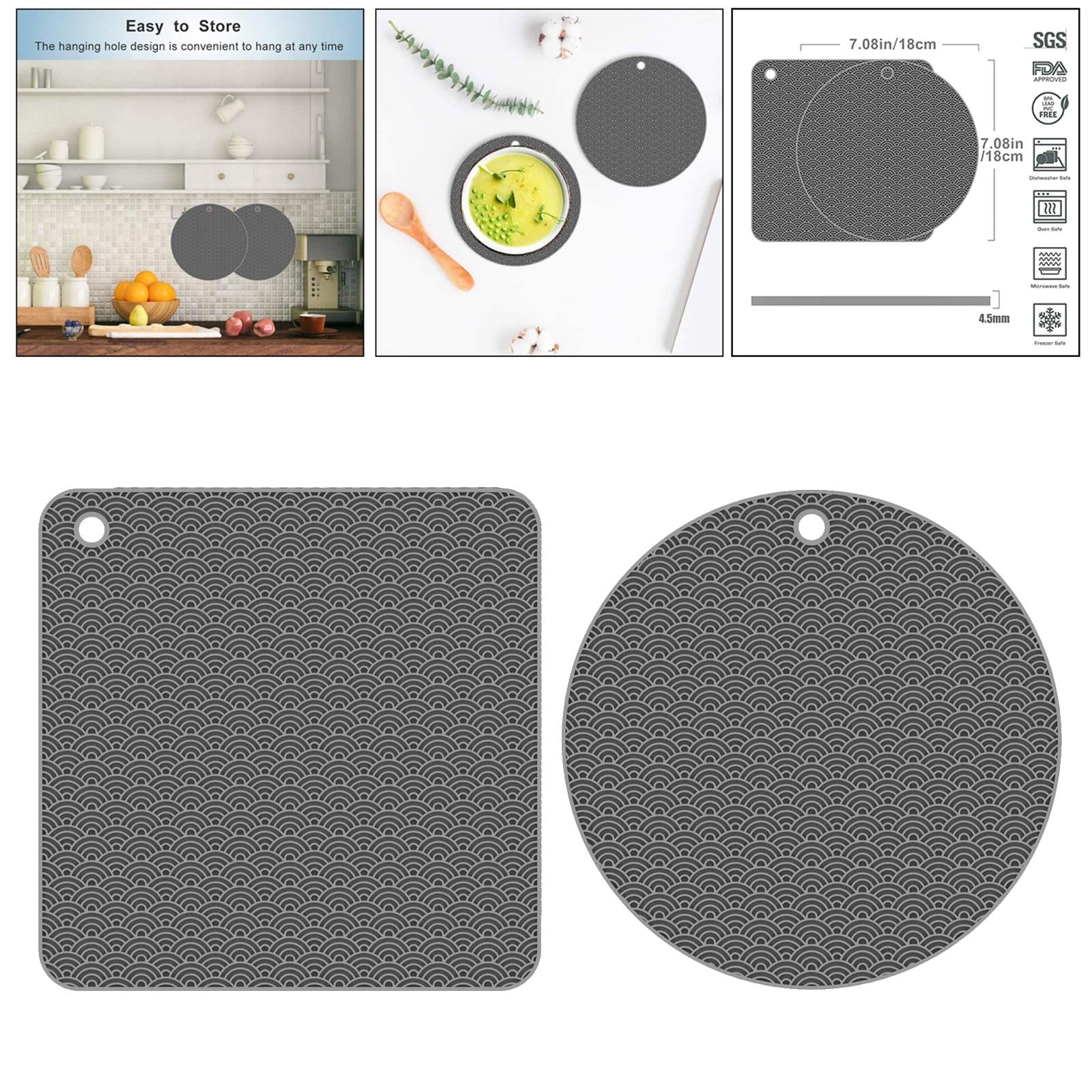 Silicone Trivet Mat Hot Pot Holder Drying Mat Potholders Kitchen Tool Square