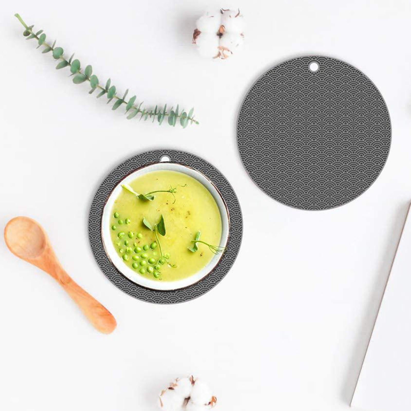 Silicone Trivet Mat Hot Pot Holder Drying Mat Potholders Kitchen Tool Round