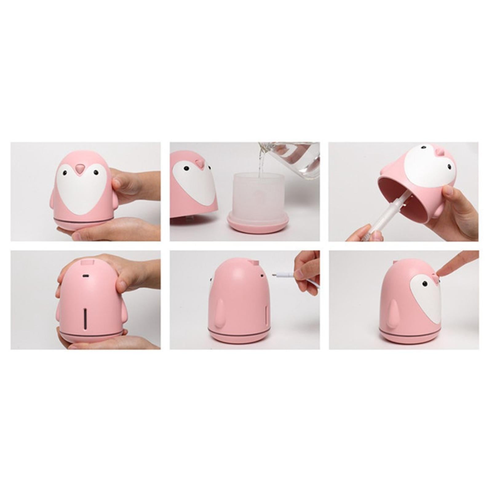 Mini USB Humidifier 250ml Mist Humidifier w/ LED Night Light Quiet Operation Pink