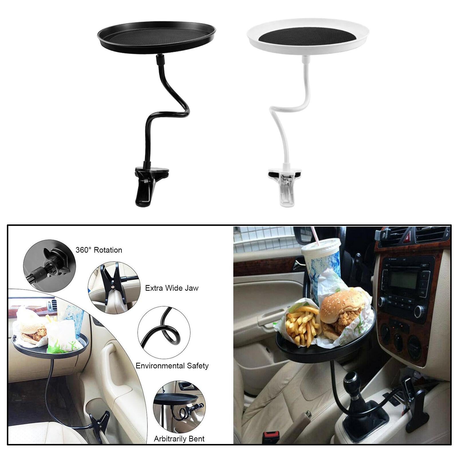 360 Swivel Car Travel Tray Food Drink Cup Coffee Table Stand Mount Holder