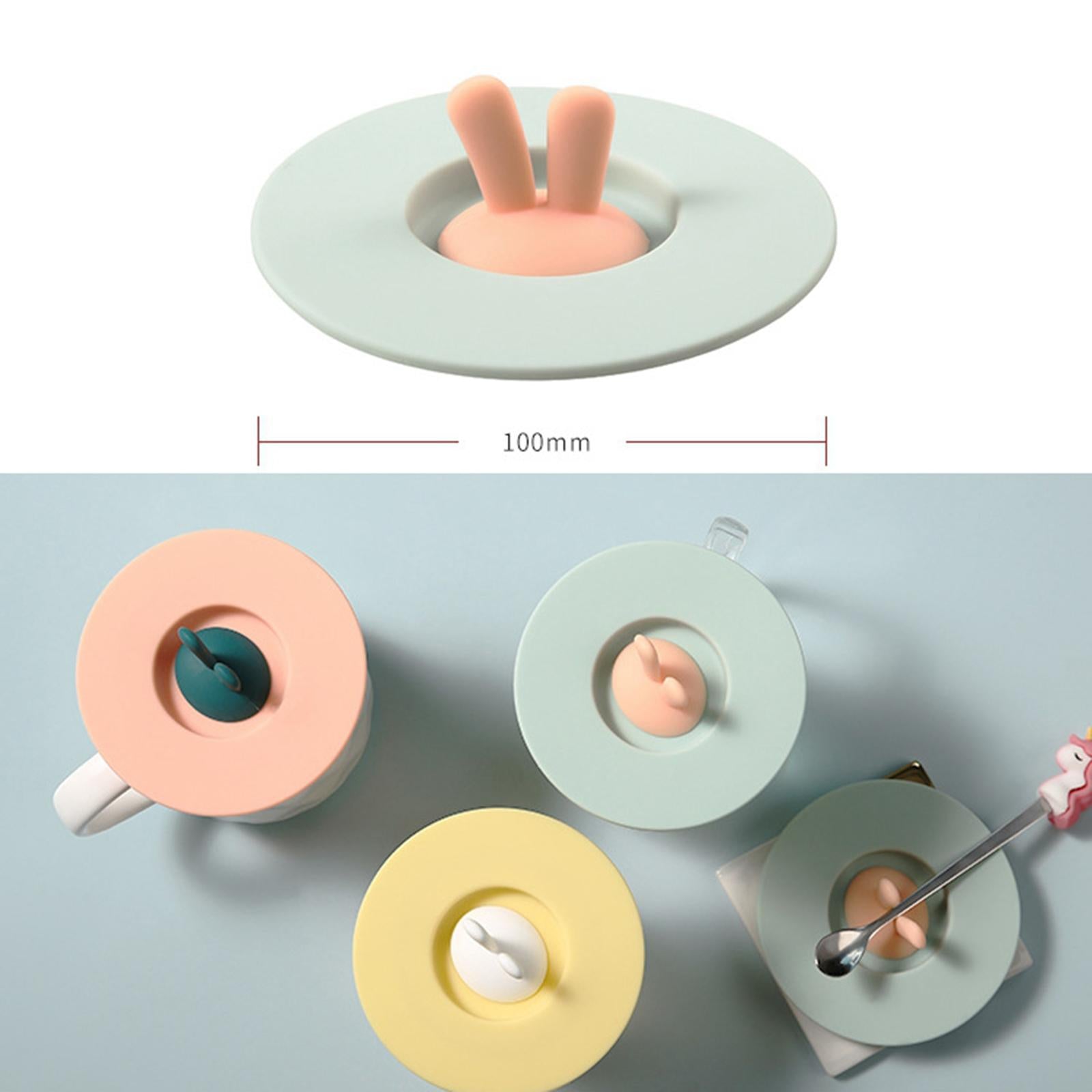 Lovely Silicone Cup Cover Coffee Mug Airtight Heat Resistant Drink Cup Lids Green