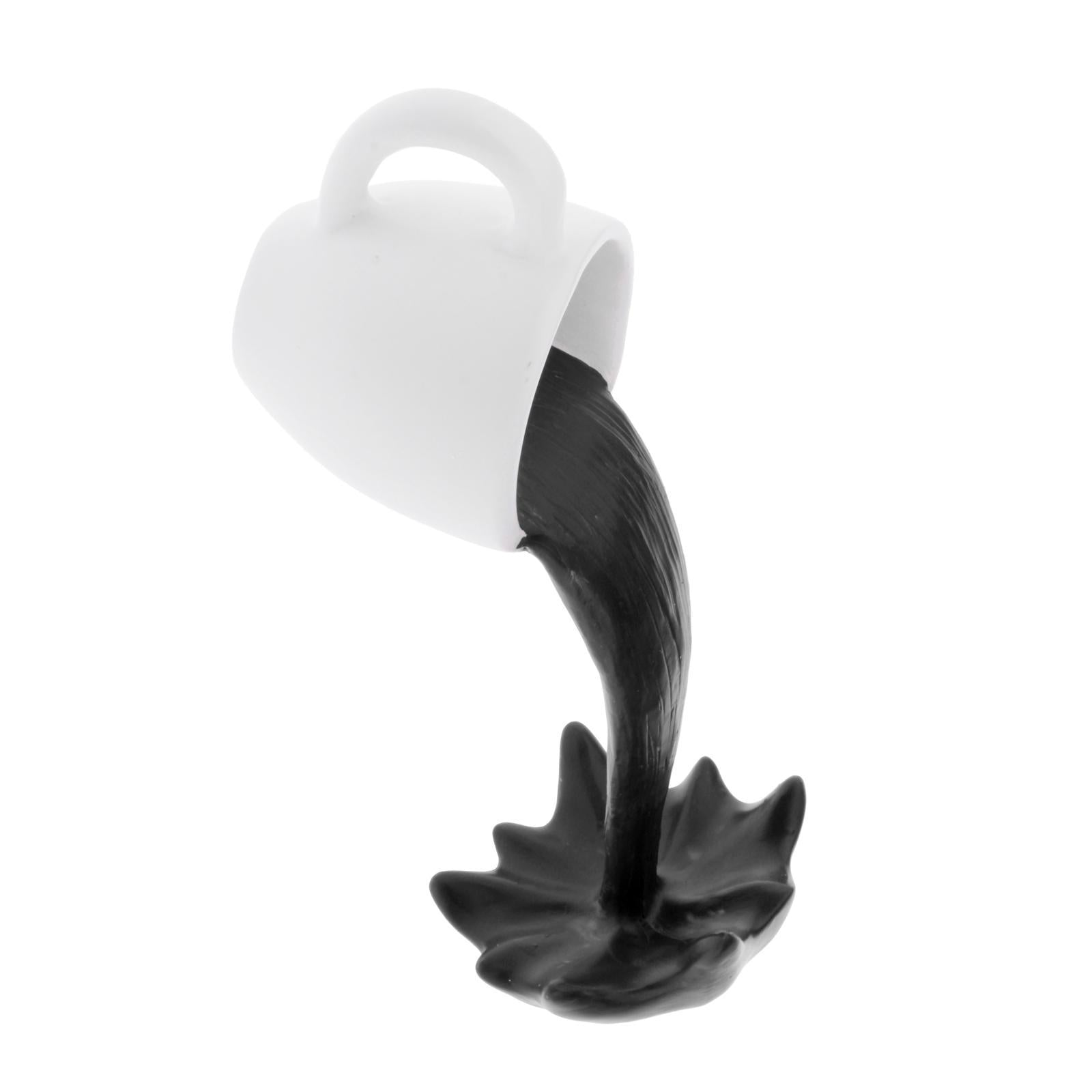 Floating coffee cup art sculpture home kitchen decoration statue Black