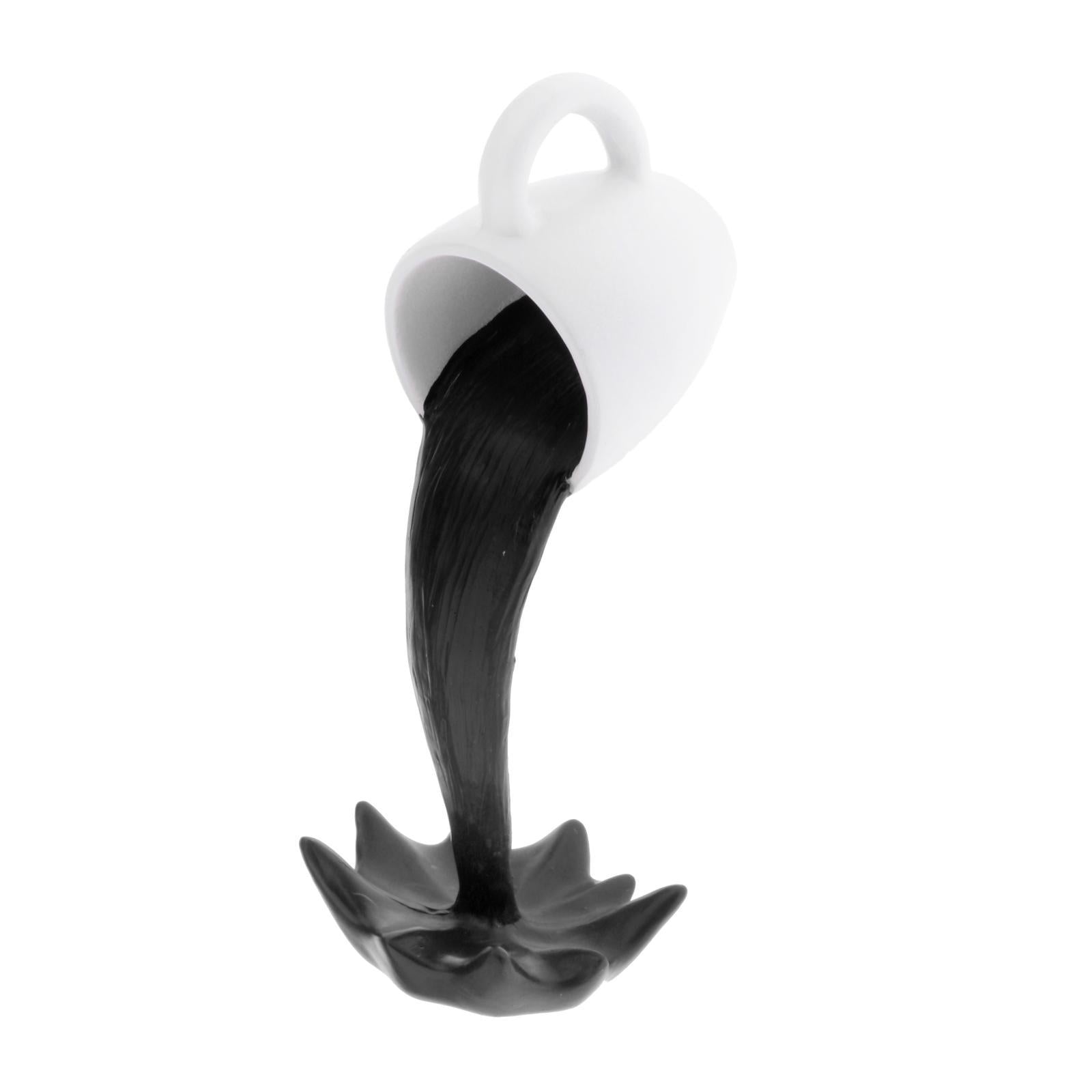 Floating coffee cup art sculpture home kitchen decoration statue Black