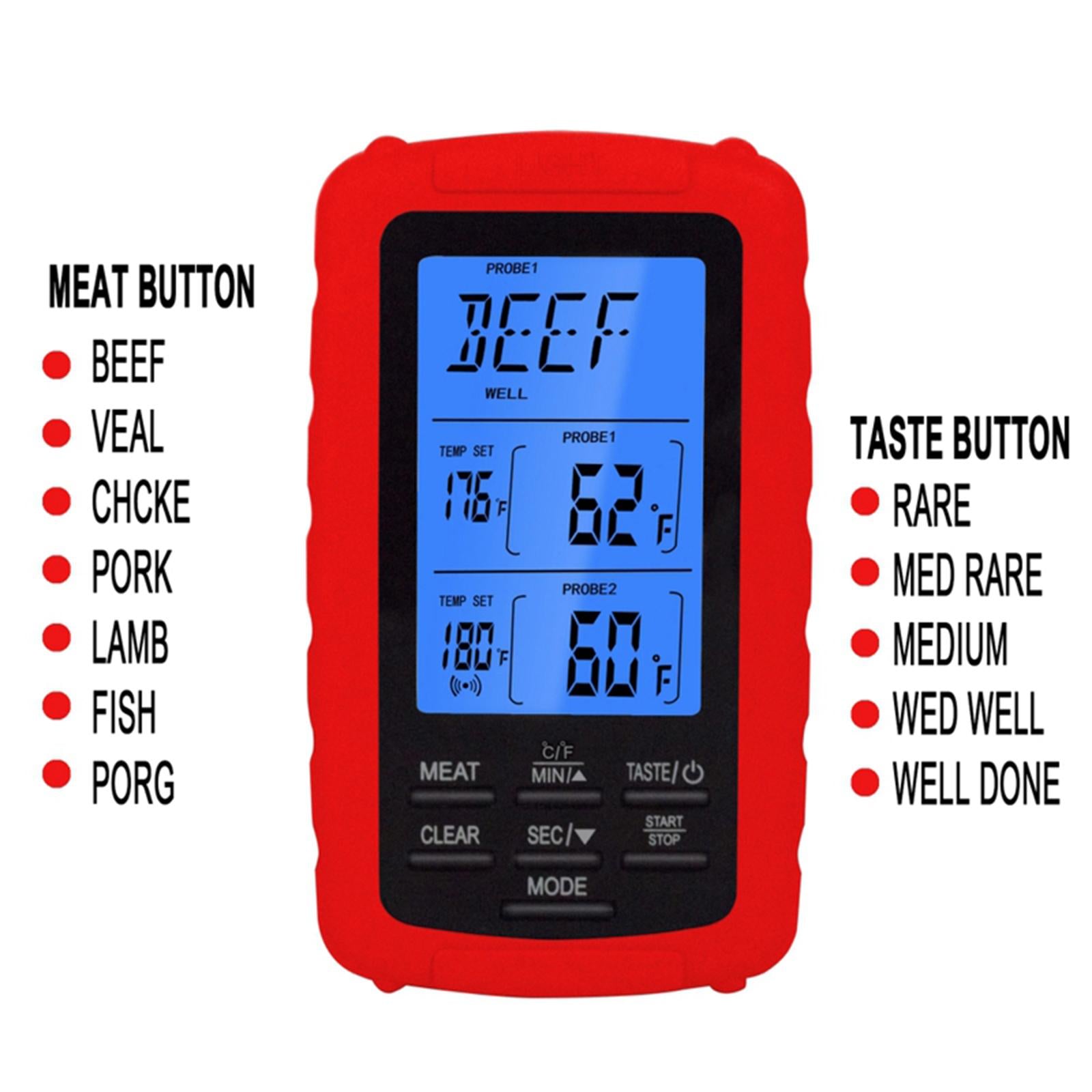 BBQ Food Thermometer Barbecue Baking Fry Chef Cooking Instant Read Red