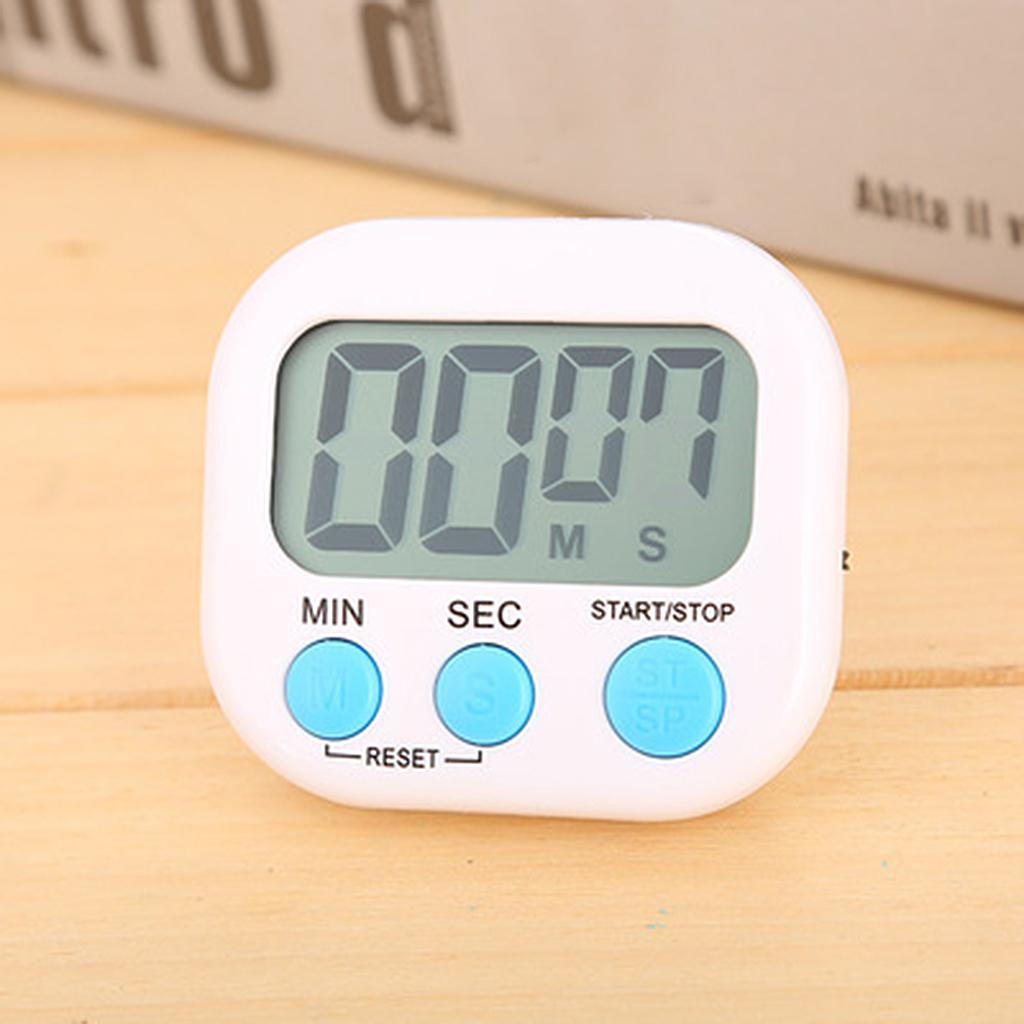 1pc Digital Kitchen Timer Clear Big Digits 0-99 Min for Cooking Office Clock white