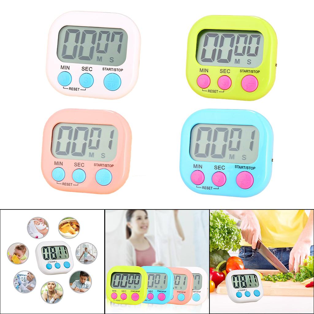 1pc Digital Kitchen Timer Clear Big Digits 0-99 Min for Cooking Office Clock white