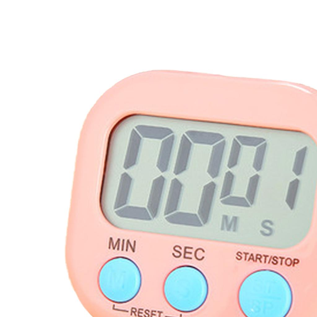 1pc Digital Kitchen Timer Clear Big Digits 0-99 Min for Cooking Office Clock pink