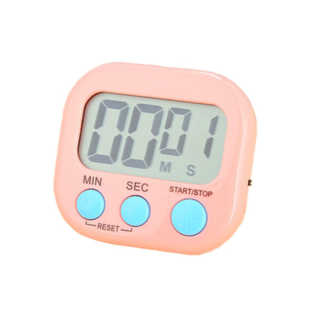 1pc Digital Kitchen Timer Clear Big Digits 0-99 Min for Cooking Office Clock pink