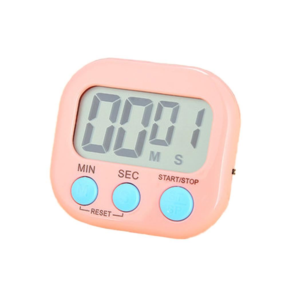 1pc Digital Kitchen Timer Clear Big Digits 0-99 Min for Cooking Office Clock pink
