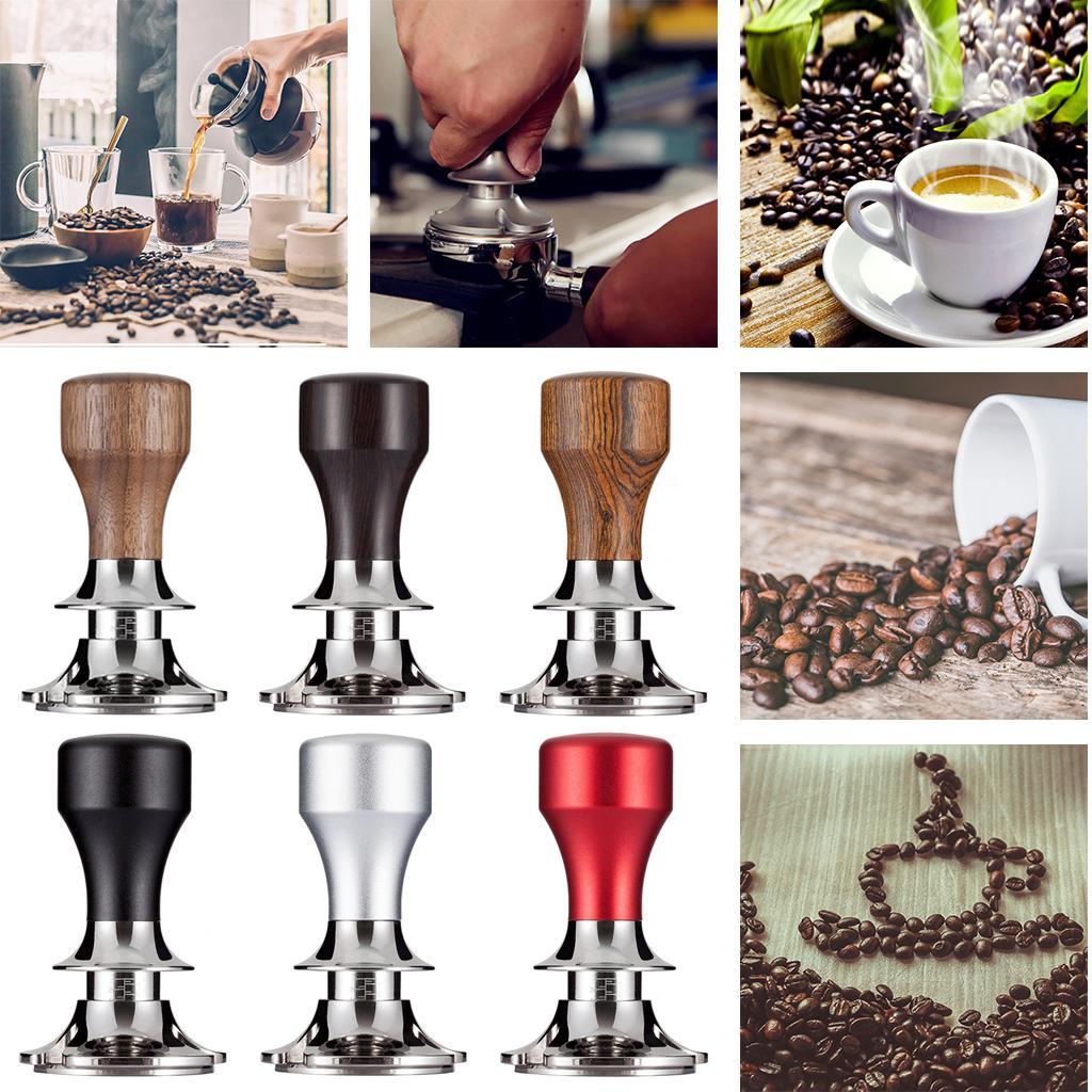 Stainless Steel Coffee Tamper Espresso Press 58.5mm Flat Base Black