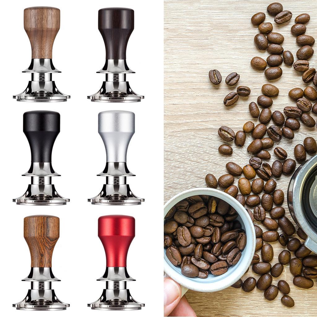 Stainless Steel Coffee Tamper Espresso Press 58.5mm Flat Base Black