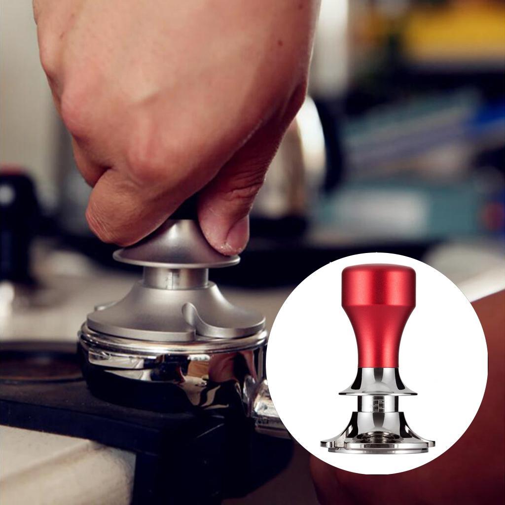 Stainless Steel Coffee Tamper Espresso Press 58.5mm Flat Base Red