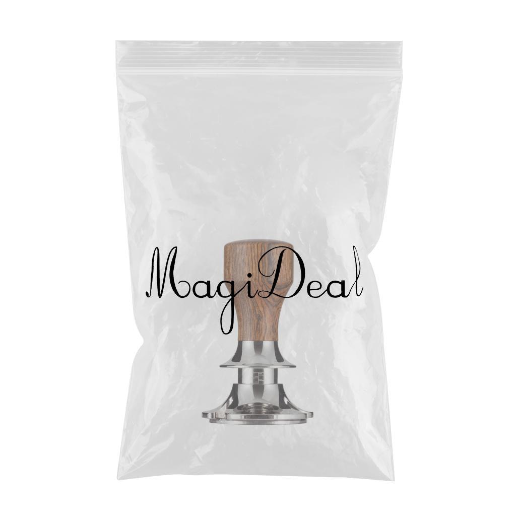 Stainless Steel Coffee Tamper Espresso Press 58.5mm Flat Base Sandalwood