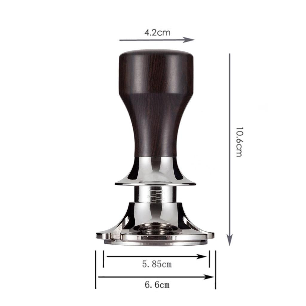 Stainless Steel Coffee Tamper Espresso Press 58.5mm Flat Base Rosewood