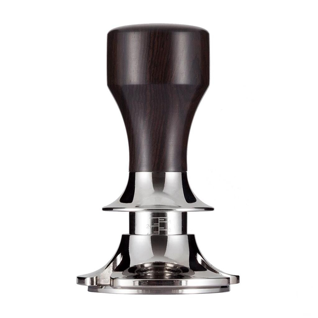 Stainless Steel Coffee Tamper Espresso Press 58.5mm Flat Base Rosewood