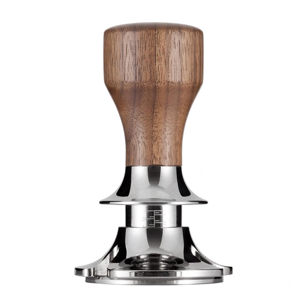 Stainless Steel Coffee Tamper Espresso Press 58.5mm Flat Base Walnut