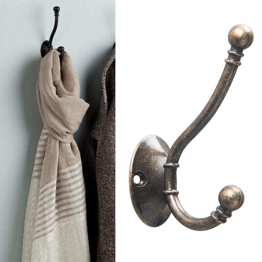 Retro Zinc Alloy Hat Coat Hooks Ancient Rustic Shabby Door Wall Metal Hanger Bronze