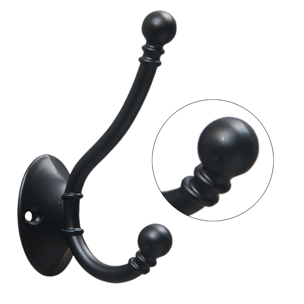 Retro Zinc Alloy Hat Coat Hooks Ancient Rustic Shabby Door Wall Metal Hanger Black