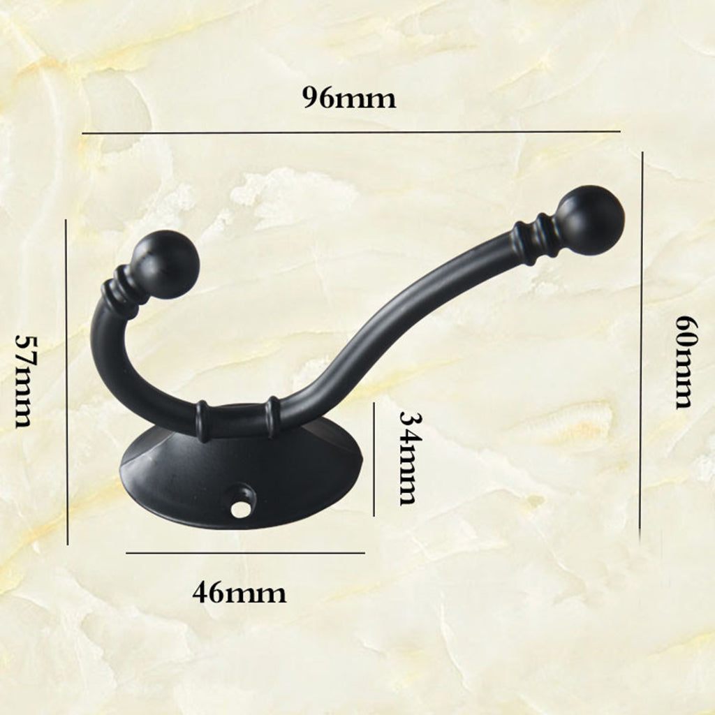Retro Zinc Alloy Hat Coat Hooks Ancient Rustic Shabby Door Wall Metal Hanger Black