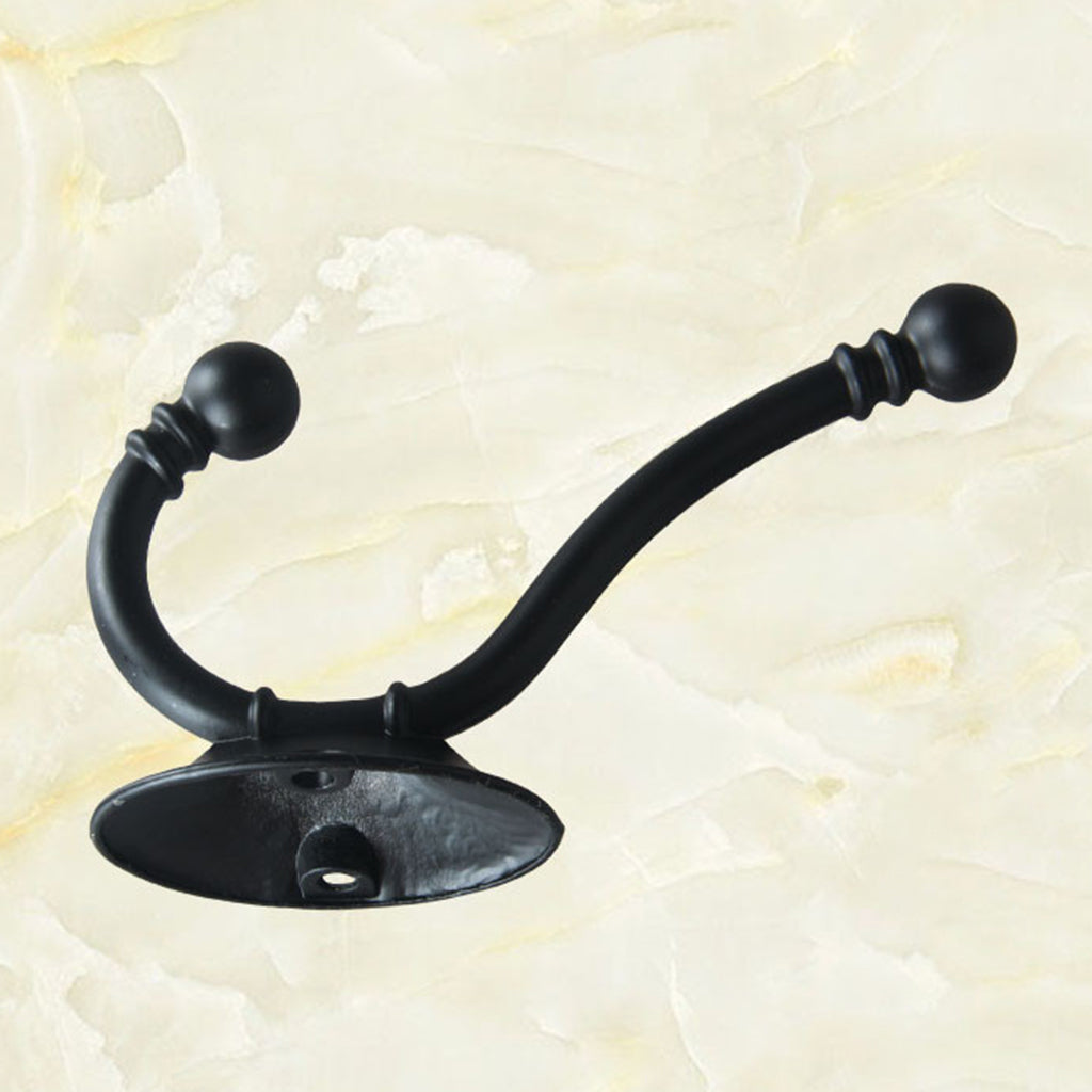 Retro Zinc Alloy Hat Coat Hooks Ancient Rustic Shabby Door Wall Metal Hanger Black