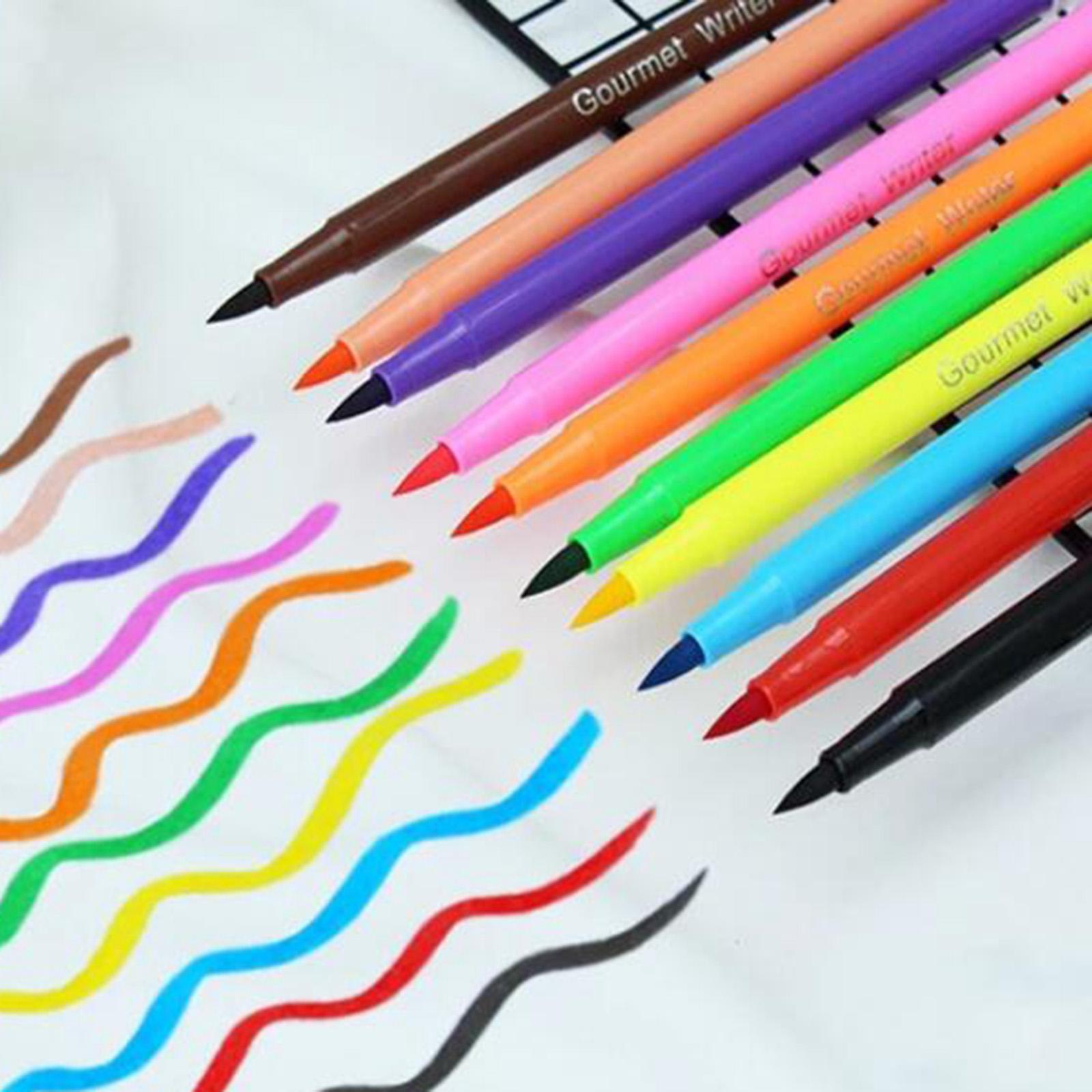 Cake Decorating Writing Food Colouring Pens Edible Marker Pen Brushes Black