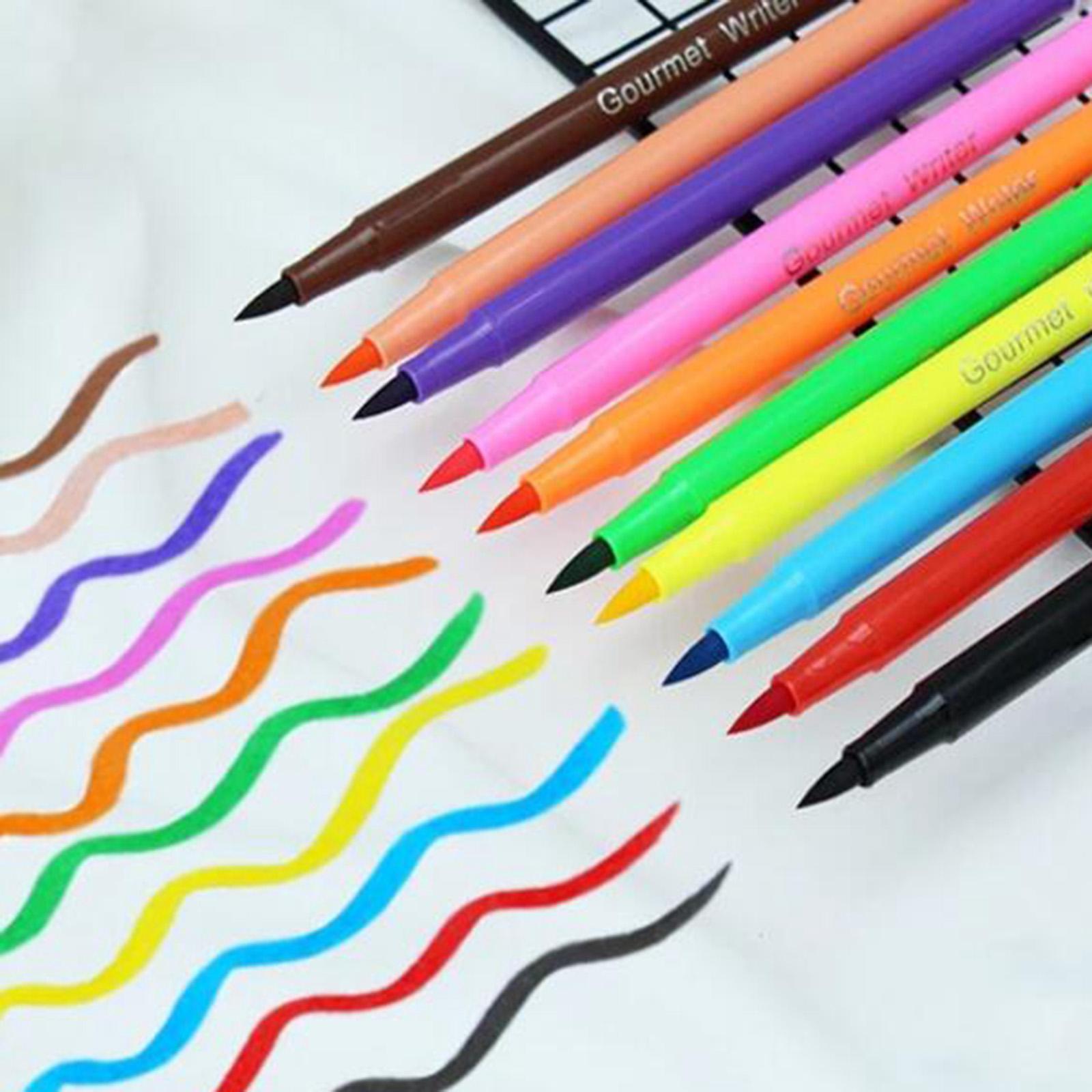 Cake Decorating Writing Food Colouring Pens Edible Marker Pen Brushes Red
