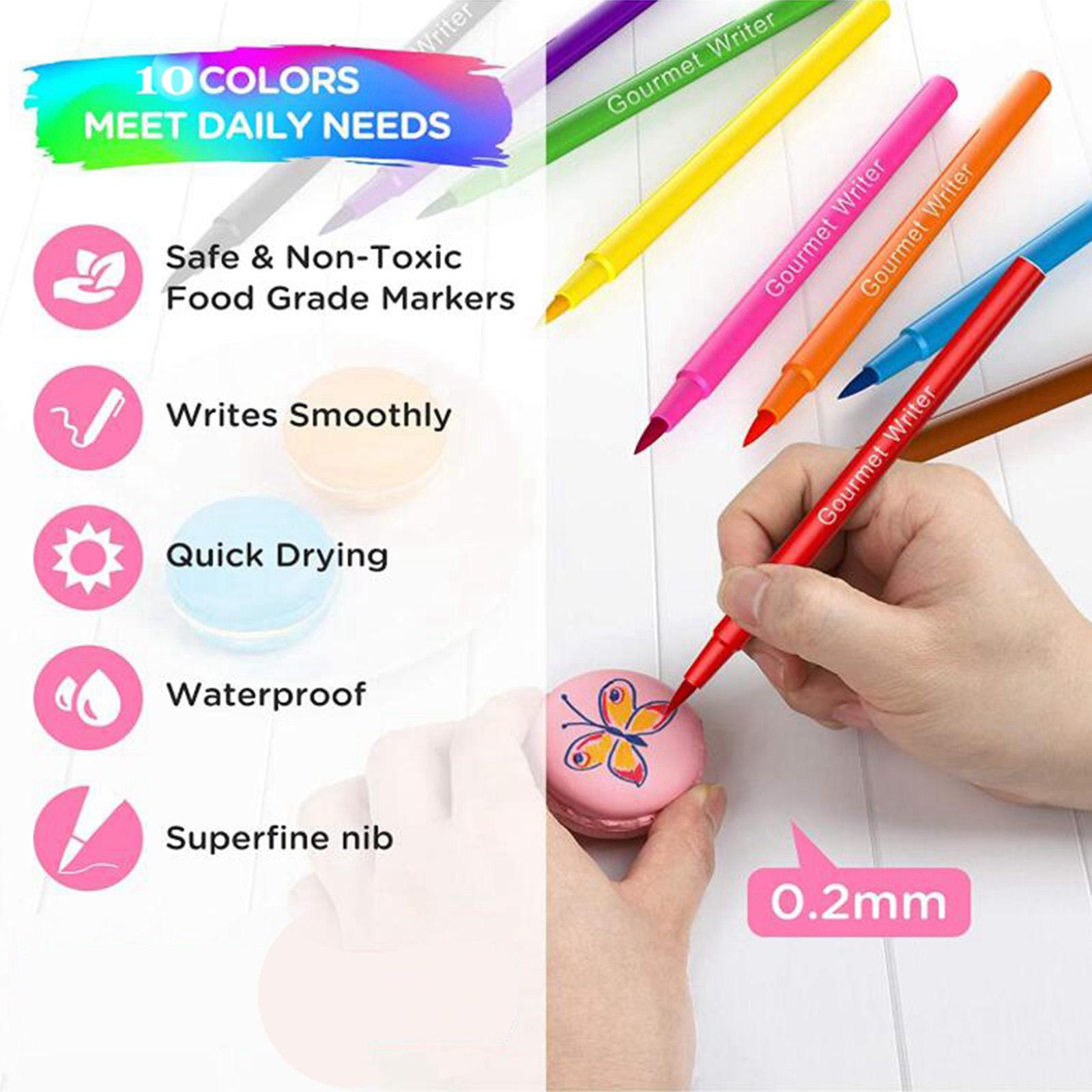 Cake Decorating Writing Food Colouring Pens Edible Marker Pen Brushes Green
