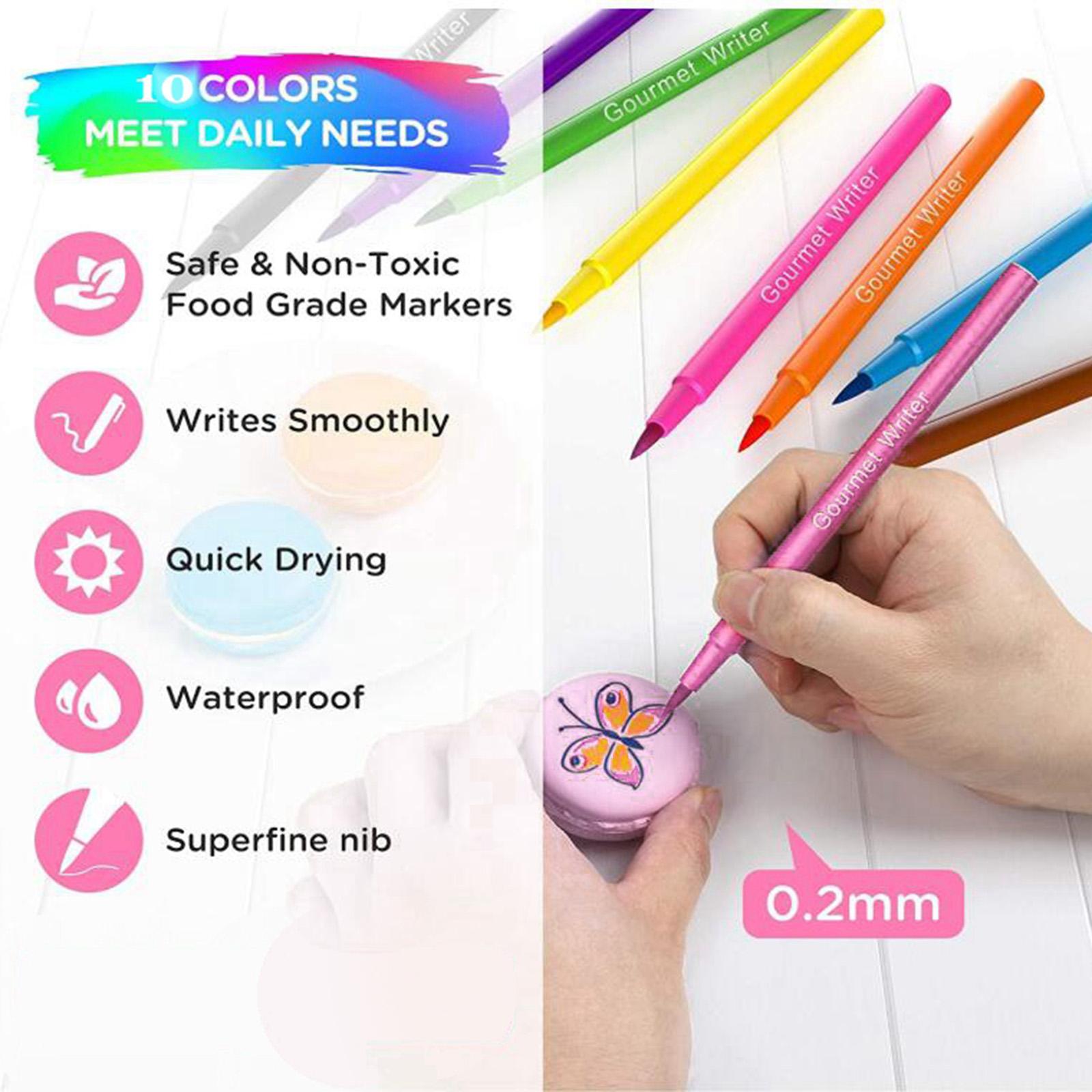 Cake Decorating Writing Food Colouring Pens Edible Marker Pen Brushes Pink