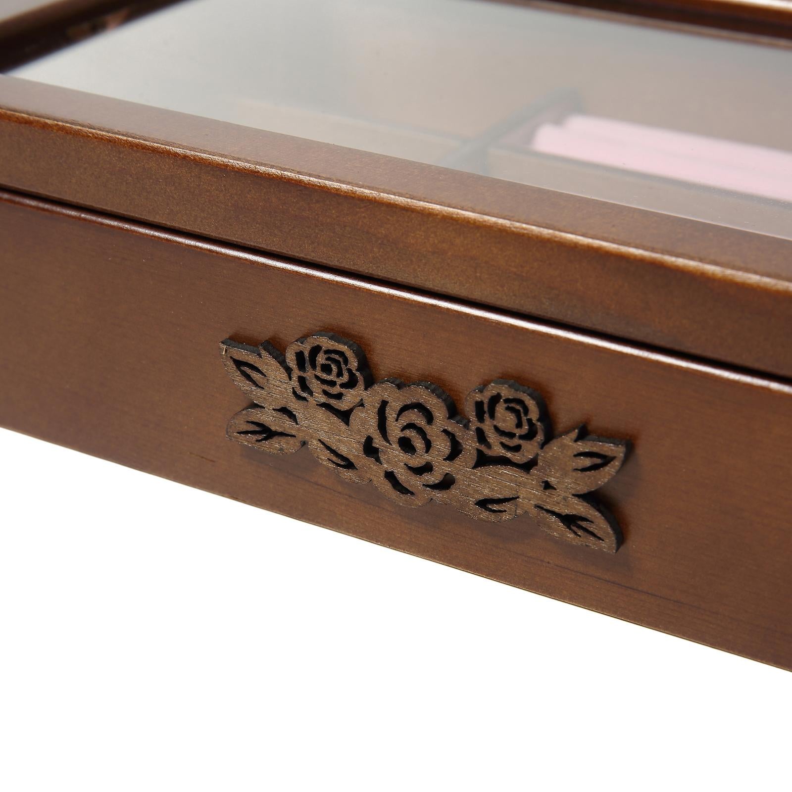 Transparent Top Wooden Jewelry Collection Display Box for Bracelets Rings