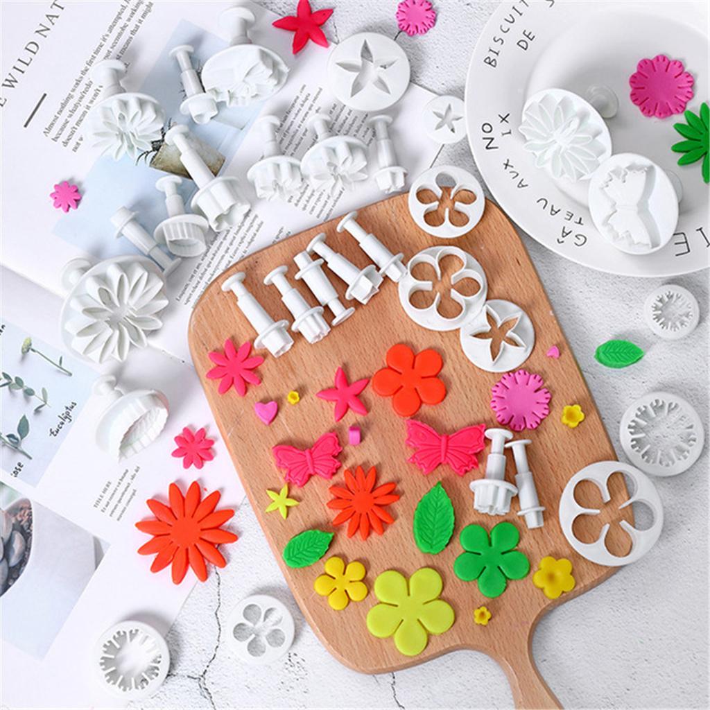 33 Pieces Cake Biscuit Plunger Cutter Leaf Butterfly Shape Decorating Mold