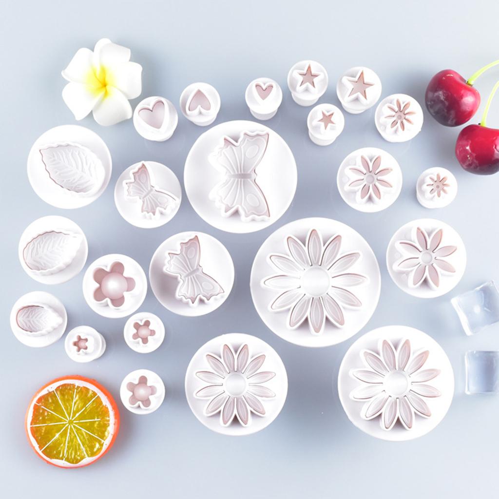 33 Pieces Cake Biscuit Plunger Cutter Leaf Butterfly Shape Decorating Mold