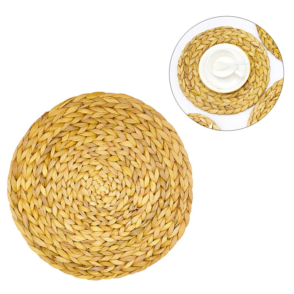 Round Braided Woven Tea Coffee Cup Placemats for Kitchen Table Decor 20cm