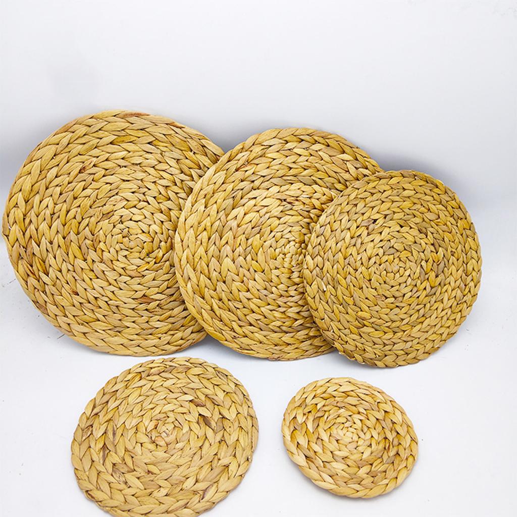 Round Braided Woven Tea Coffee Cup Placemats for Kitchen Table Decor 20cm
