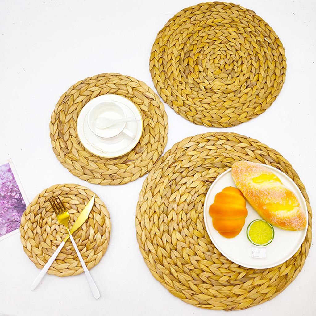Round Braided Woven Tea Coffee Cup Placemats for Kitchen Table Decor 20cm