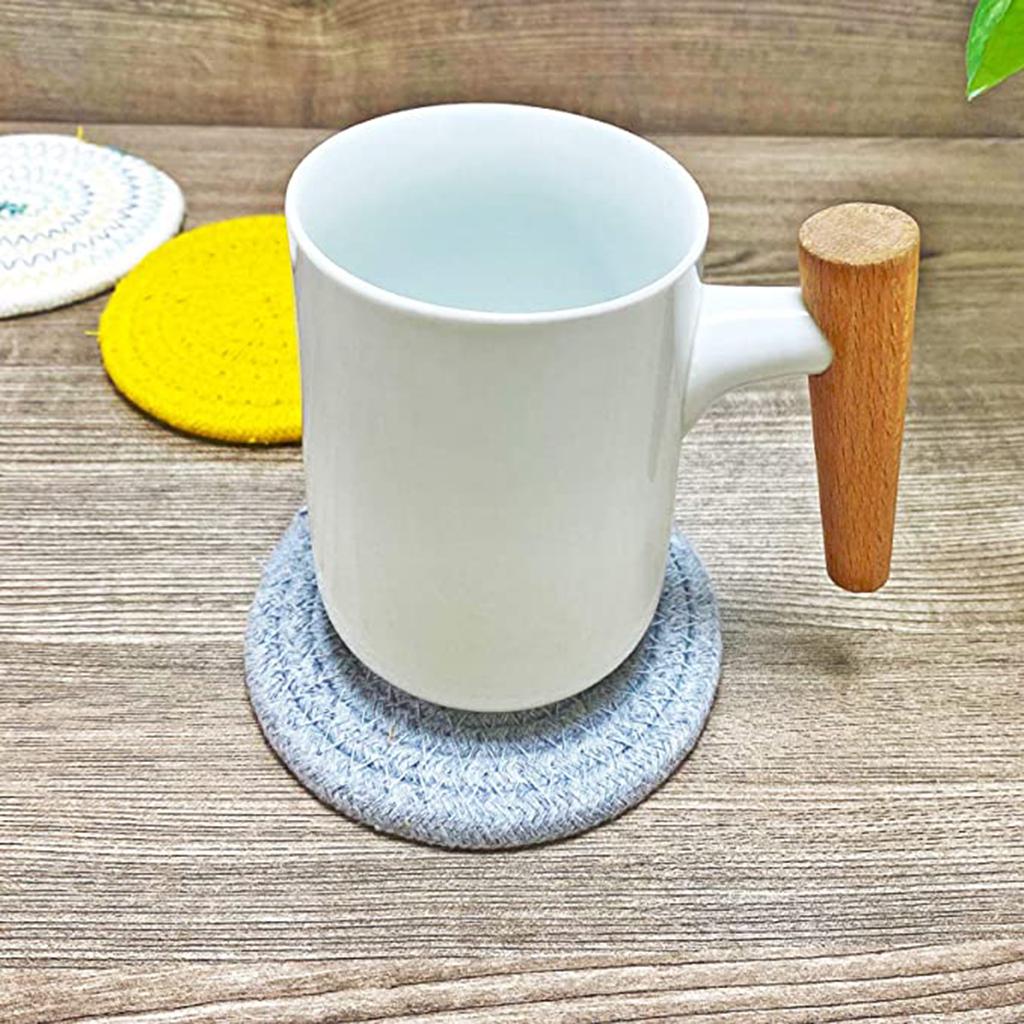 Natural Cotton Rope Braided Placemats Coaster for Drinks Cup Mat Decor