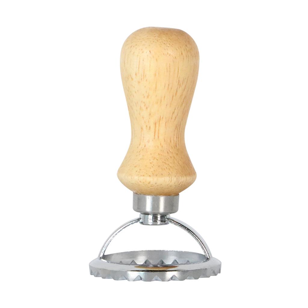 Classical Ravioli Stamp Cutter Mould Wooden Handle for Pasta Dough Cutter L round