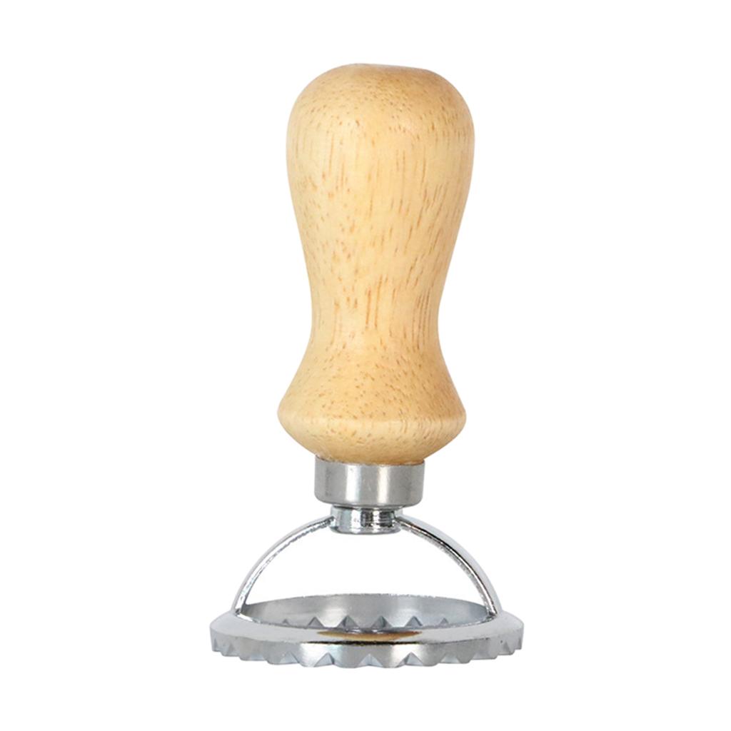 Classical Ravioli Stamp Cutter Mould Wooden Handle for Pasta Dough Cutter L round