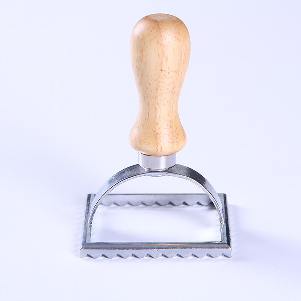 Classical Ravioli Stamp Cutter Mould Wooden Handle for Pasta Dough Cutter square