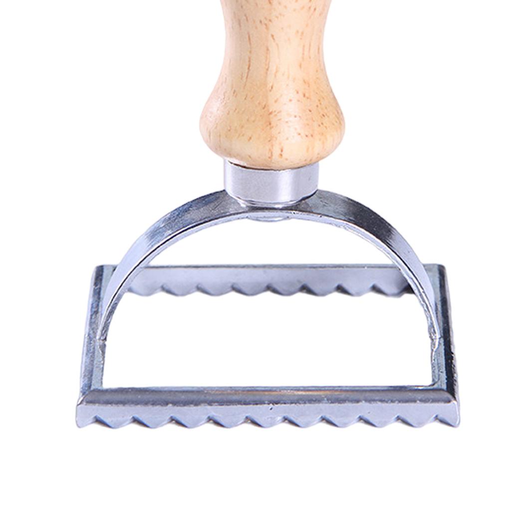Classical Ravioli Stamp Cutter Mould Wooden Handle for Pasta Dough Cutter square