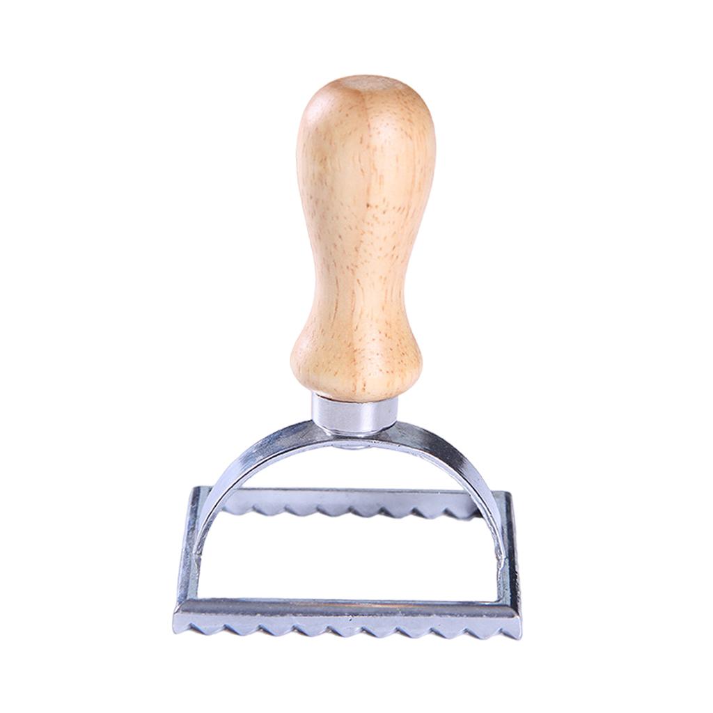 Classical Ravioli Stamp Cutter Mould Wooden Handle for Pasta Dough Cutter square
