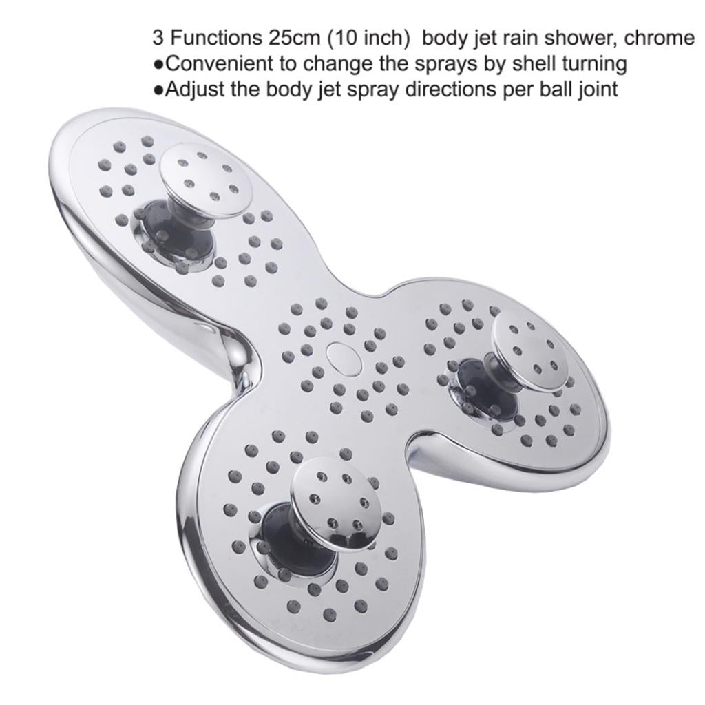 Rain Showerhead with 3 Modes Function Screw Joint Plastic Plated Shower Tool