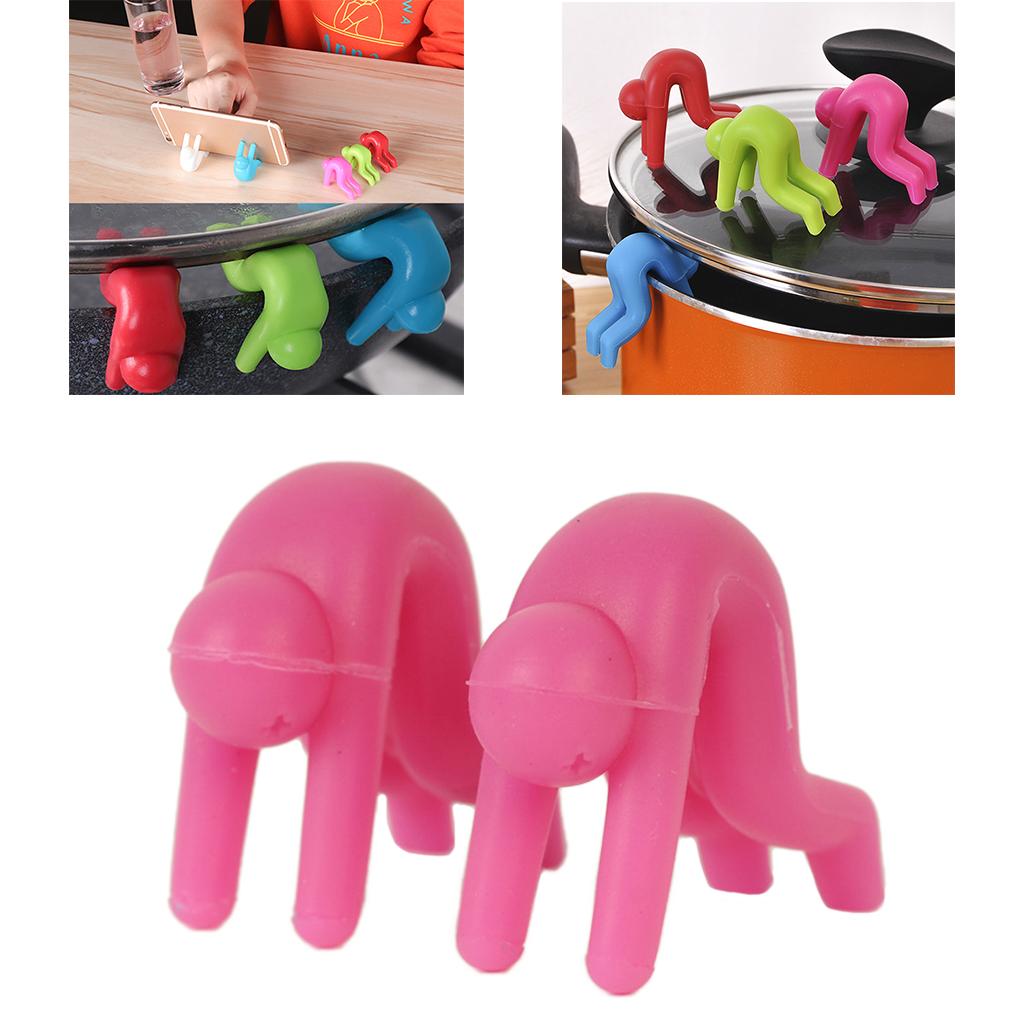Silicone Spill-proof Lid Stand Lift Steam Release Device Phone Rest Rose Red